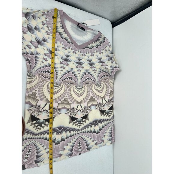 Lily By Firmiana Women Size L Bohemian Multicolor Ruffle Sleeve V-Neck Tunic Top - Picture 9 of 11